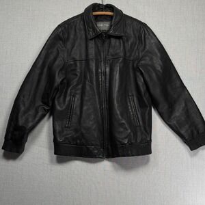 Vintage Desert Well Leather Jacket Bomber Style Black Real Leather Size 2XL